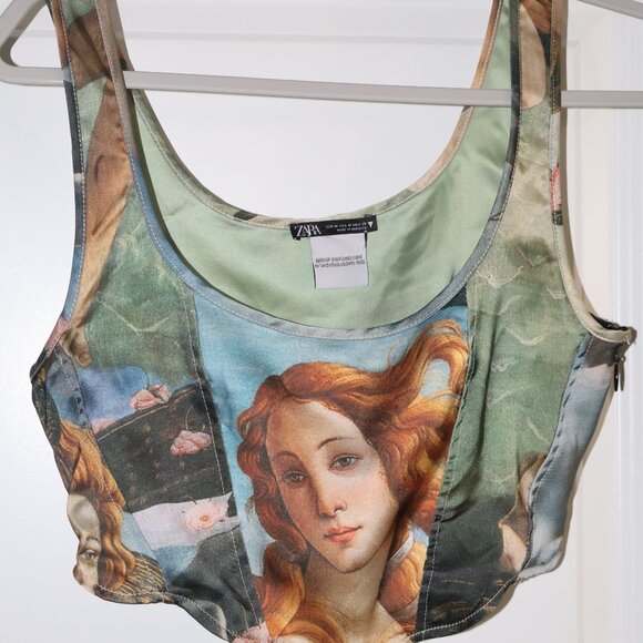 ZARA Renaissance Art Print Crop Top Venus Tank Medium - Picture 3 of 7